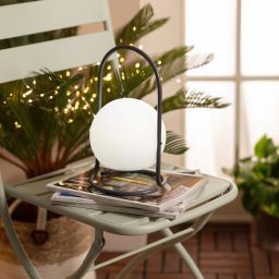 Abruzzo Ristorantre lampa stołowa 1x2,5W LED czarny/klosz mleczny ABR-LSK-USB
