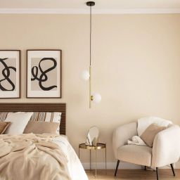 Abruzzo Milano Bari lampa wisząca 2x40W złoty/klosz mleczny ABR-LWB-E27