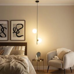 Abruzzo Milano Bari lampa wisząca 2x40W złoty/klosz mleczny ABR-LWB-E27