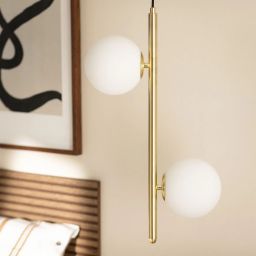 Abruzzo Milano Bari lampa wisząca 2x40W złoty/klosz mleczny ABR-LWB-E27