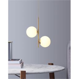 Abruzzo Milano Bari lampa wisząca 2x40W złoty/klosz mleczny ABR-LWB-E27