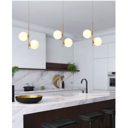 Abruzzo Milano Bari lampa wisząca 2x40W złoty/klosz mleczny ABR-LWB-E27