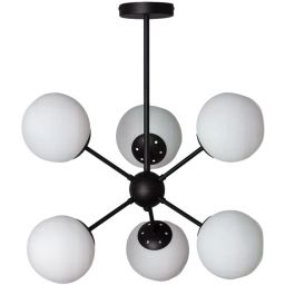 Abruzzo Grappa lampa podsufitowa 6x20W czarny/klosz mleczny ABR-LWGG-6XE27