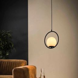 Abruzzo Milano lampa wisząca 1x20 W biała-czarna ABR-LWMR-E27