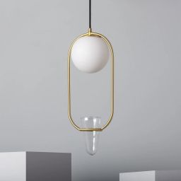 Abruzzo Milano Umbria lampa wisząca 1x40W złoty/klosz mleczny ABR-LWU-E27