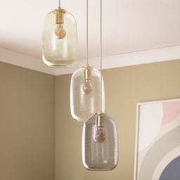 Abruzzo Claro lampa wisząca 3x40 W zielona-przezroczysta-złota-fioletowa ABR-3SKCLA