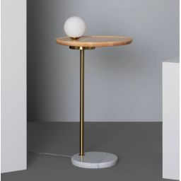 Abruzzo Meblo lampa stojąca 1x12 W biała-złota-drewno-marmur ABR-SLMEBLO-G9