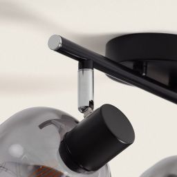 Abruzzo Nino lampa podsufitowa 2x20 W czarna-przydymiona-srebrna ABR-SLWN-2XE14