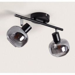 Abruzzo Nino lampa podsufitowa 2x20 W czarna-przydymiona-srebrna ABR-SLWN-2XE14