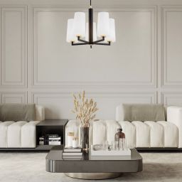 Argon Camelot Plus lampa wisząca 5x15W opal mat/czarny mat/mosiądz 2114