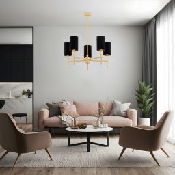 Argon Abruzzo lampa podsufitowa 5x7 W czarna-mosiądz 2135