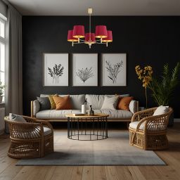 Argon Ponte Plus lampa podsufitowa 5x15W czerwony/mosiądz 2169