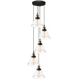 Altavola Design New York Loft lampa wisząca 5x40 W mosiądz-przezroczysta LA034/CO5