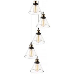 Altavola Design New York Loft lampa wisząca 5x40 W mosiądz-przezroczysta LA034/CO5