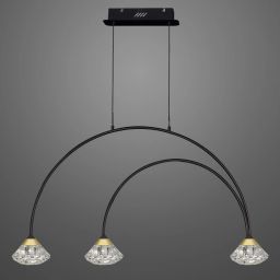 Altavola Design Tiffany lampa wisząca 3x3W LED czarny mat/złoty satynowy LA059/CL1_black