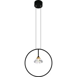 Altavola Design Tiffany lampa wisząca 1x3W czarny mat/satynowe złoto/przezroczysty LA059/P_black