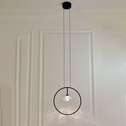 Altavola Design Tiffany lampa wisząca 1x3W czarny mat/satynowe złoto/przezroczysty LA059/P_black
