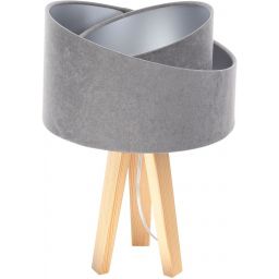 BPS Koncept Glamour lampa stołowa 1x60 W szara-drewno-srebrna 060S-013