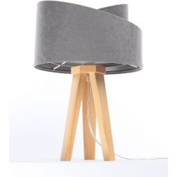 BPS Koncept Glamour lampa stołowa 1x60 W szara-drewno-srebrna 060S-013