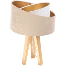 BPS Koncept Galaxy lampa stołowa 1x60 W biała-złota-drewno-beżowa 060S-018