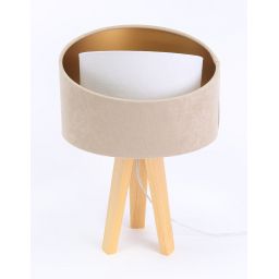 BPS Koncept Galaxy lampa stołowa 1x60 W biała-złota-drewno-beżowa 060S-018