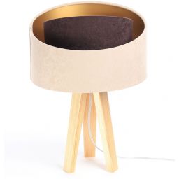 BPS Koncept Galaxy lampa stołowa 1x60 W złota-drewno-brązowa-beżowa 060S-019