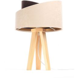 BPS Koncept Galaxy lampa stołowa 1x60 W złota-drewno-brązowa-beżowa 060S-019