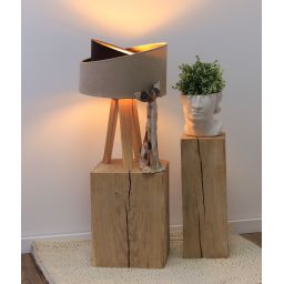 BPS Koncept Galaxy lampa stołowa 1x60 W złota-drewno-brązowa-beżowa 060S-019