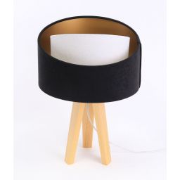 BPS Koncept Galaxy lampa stołowa 1x60 W biała-czarna-złota-drewno 060S-025