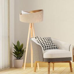 BPS Koncept Galaxy lampa stojąca 1x60 W złota-drewno-beżowa 060P-030