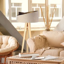 BPS Koncept Galaxy lampa stojąca 1x60 W złota-drewno-beżowa-brązowa 060P-019