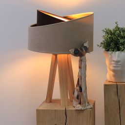 BPS Koncept Galaxy lampa stołowa 1x60 W złota-drewno-brązowa-beżowa 060S-019