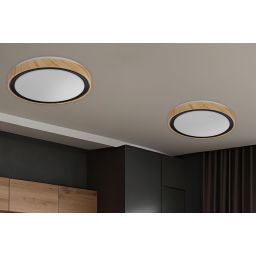 Candellux Aflo plafon 1x24 W biały-czarny-drewno 14-33932