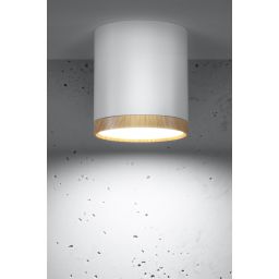 Candellux Tuba lampa podsufitowa 1x5W biały/drewno 2273624