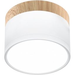 Candellux Tuba lampa podsufitowa 1x9W biały/drewno 2273648