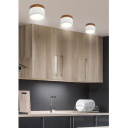 Candellux Tuba lampa podsufitowa 1x9W biały/drewno 2273648