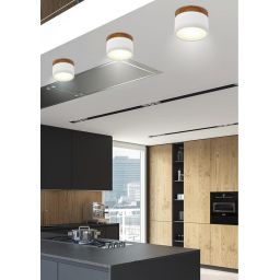 Candellux Tuba lampa podsufitowa 1x9W biały/drewno 2273648