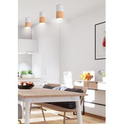 Candellux Tuba lampa podsufitowa 1x25W biały/drewno 2273655