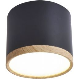 Candellux Tuba lampa podsufitowa 1x9W czarny/drewno 2275949