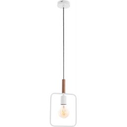 Candellux Frame lampa wisząca 1x60W biały/drewno 31-73563