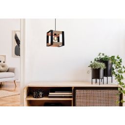 Candellux Varna lampa wisząca 1x40W czarno/drewniana 31-78513