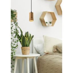 Candellux Tubo lampa wisząca 1x25W drewniana/czarna 31-78568