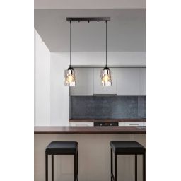 Candellux Felis lampa wisząca 2x60W czarna/przydymiona 32-00132