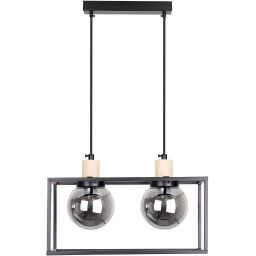 Candellux Retro 2 lampa wisząca 2x40W czarna/drewniana 32-00750