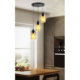 Candellux Bistro lampa wisząca 3x40W czarna/bursztynowa 33-00576