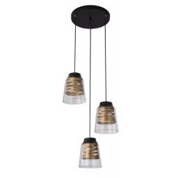 Candellux Fresno lampa wisząca 3x60W czarna/złota/przezroczysta 33-78988