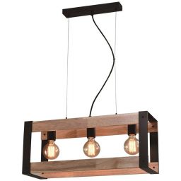 Candellux Varna lampa wisząca 3x40W czarno/drewniana 33-79077
