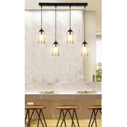 Candellux Bistro lampa wisząca 4x40W czarna/bursztynowa 34-00552