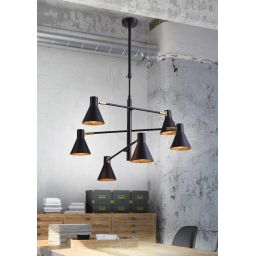 Candellux Less lampa podsufitowa 6x40W czarny/złoty 36-72696