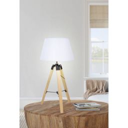 Candellux Lugano lampa stołowa 1x60W drewno/biały 41-31136